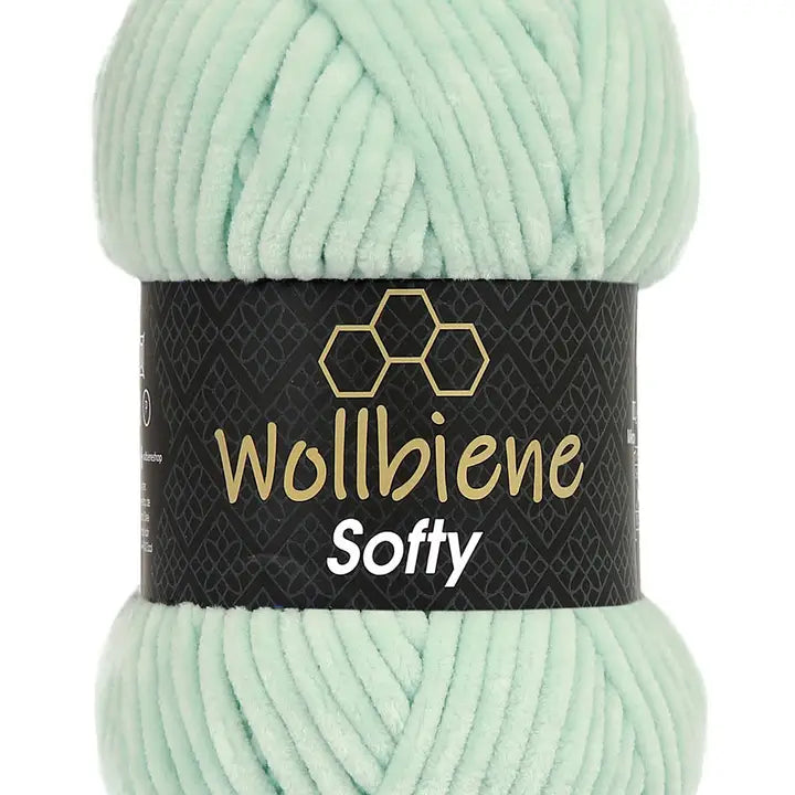 Wollbiene Softy Chenille Lanka 100g - Minttu 06 - Super Bulky Pehmeä Samettilanka