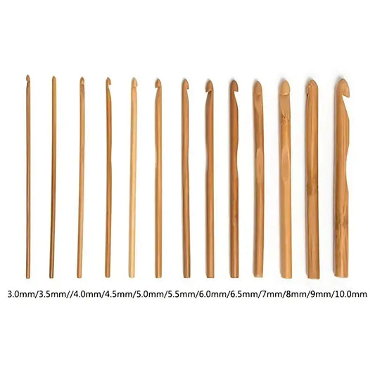 Bamboo crochet hook 12 pcs set, 3-10mm