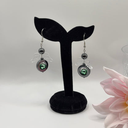 ANGEL Korvakorut - Hematiitti & Akryyli 6cm