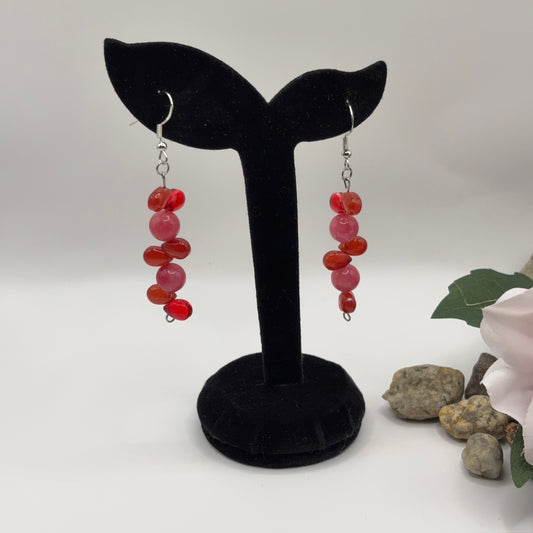 BERRIES Korvakorut Rodoniitti Lasi Sterling Hopea 7cm