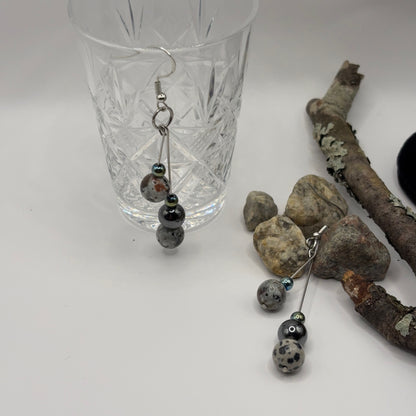 DALMATIAN Korvakorut - Dalmatian Jaspis & Hematiitti 7cm