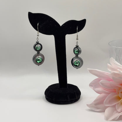 DOUBLE Hematiitti Korvakorut - Kaksinkertainen Voimakivi 6cm