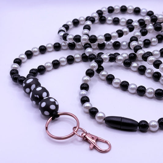 Avainnauha olan yli, musta-valkoinen 160 cm