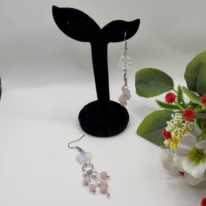 FLOWER Korvakorut - Ruusukvartsi & Akryyli 8cm