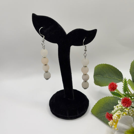 AVENTURINE MATT Earrings - Pink Natural Stone 6cm