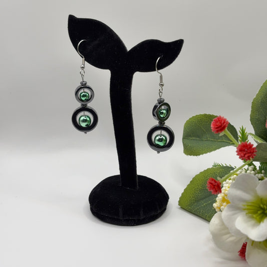 DUO Hematite Earrings - Pair Power Grounding Stone 6cm