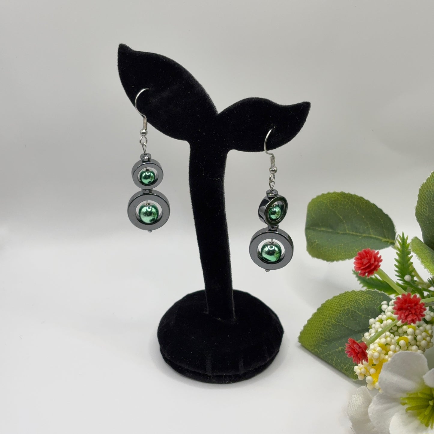 DUO Hematite Earrings - Pair Power Grounding Stone 6cm