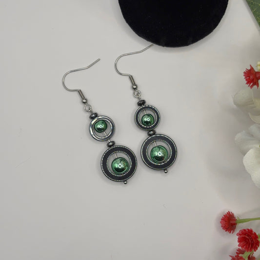 DUO Hematite Earrings - Pair Power Grounding Stone 6cm