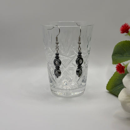 HEMATIT Örhängen - Hematit &amp; Glas 5cm