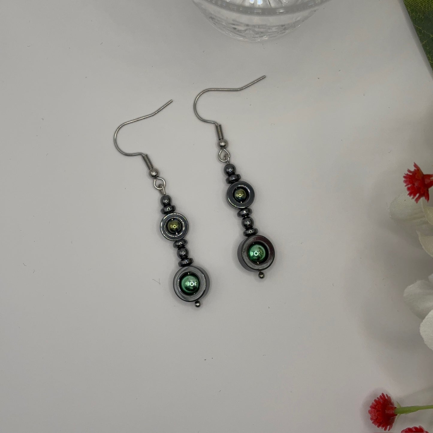 EYES - earrings made of Hematite stone 