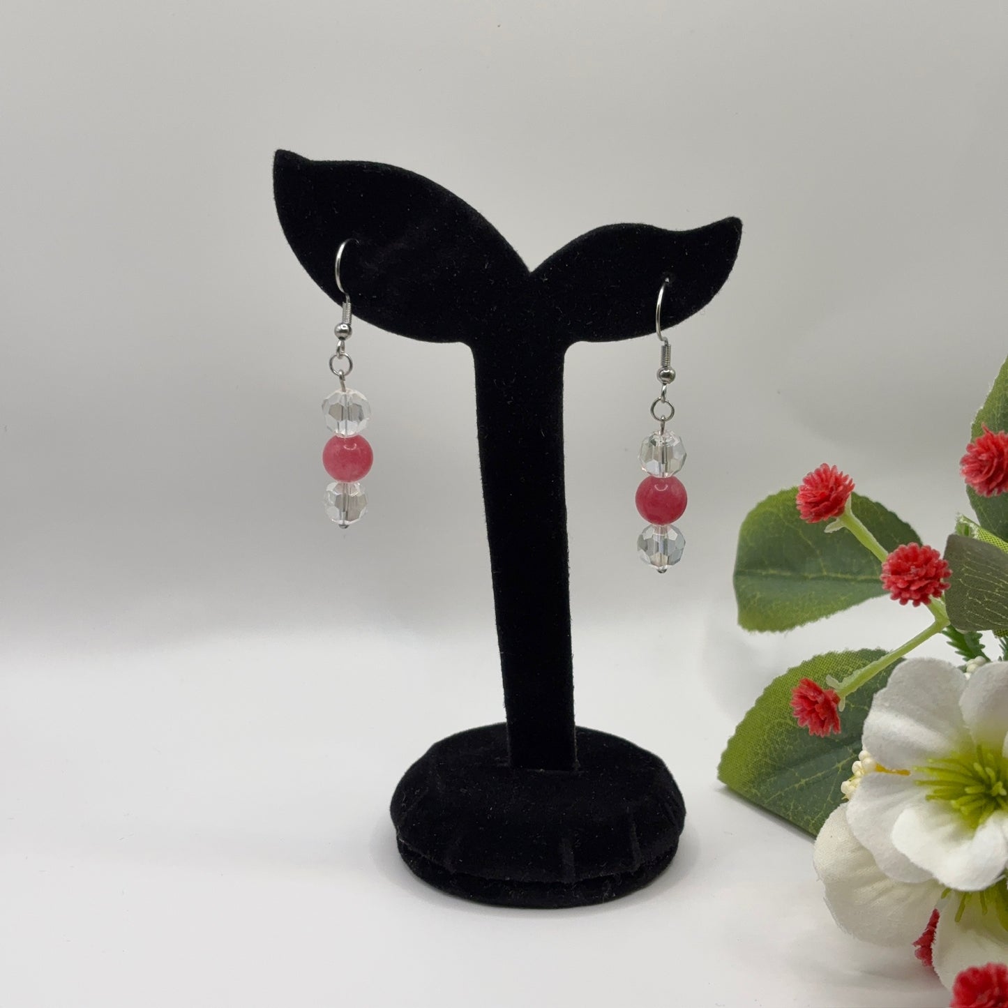 JADE Earrings - Jade &amp; Glass 5cm