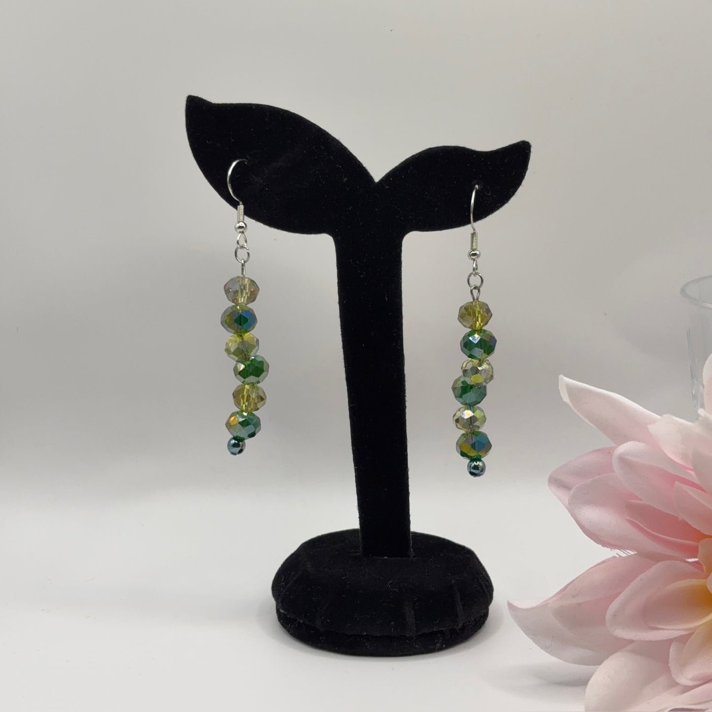 FASETTI Earrings - Faceted Glass &amp; Hematite 7cm