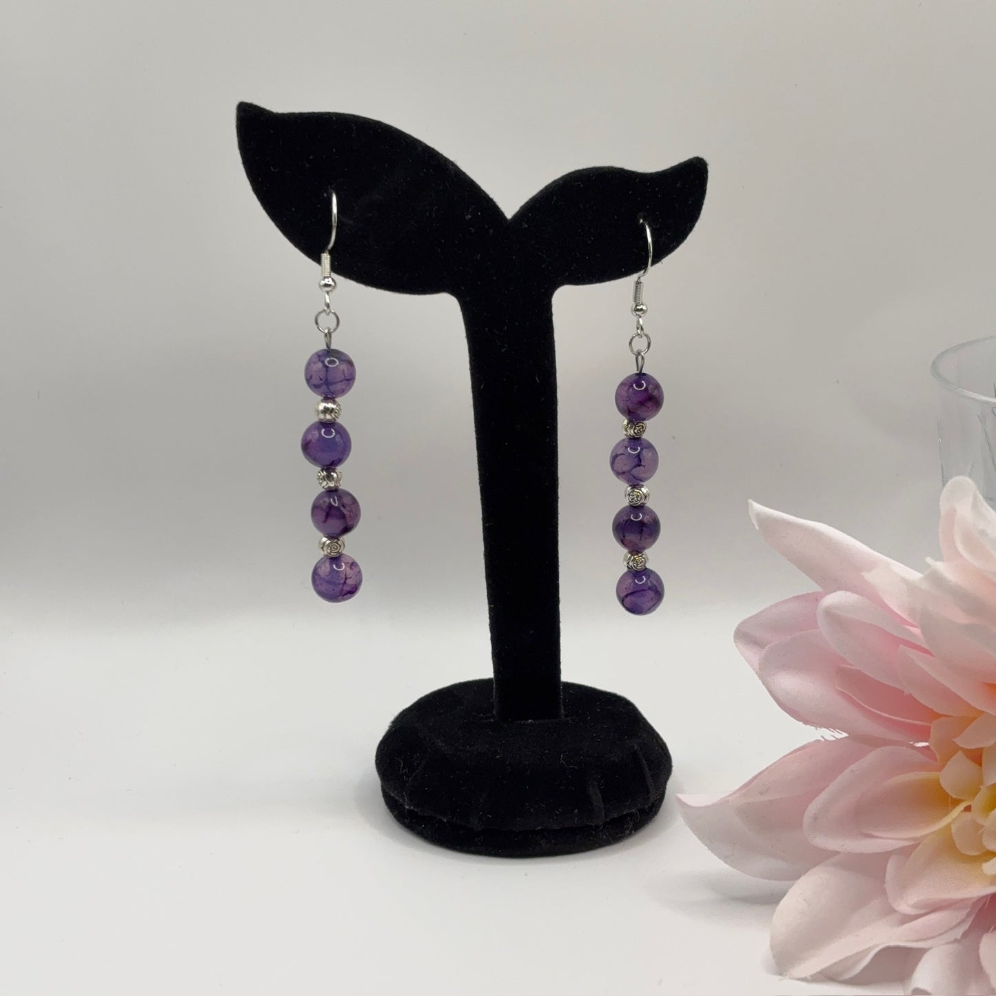 AKAATTI PURPLE Korvakorut - Akaatti & Akryyli 7cm
