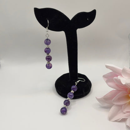 AGATE PURPLE Earrings - Agate &amp; Acrylic 7cm