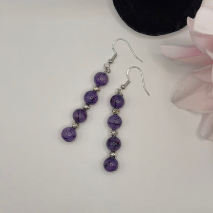 AGATE PURPLE Earrings - Agate &amp; Acrylic 7cm