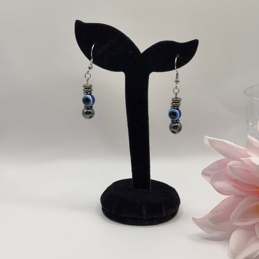 EVIL EYE Earrings - Hematite 5cm