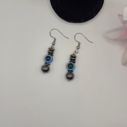 EVIL EYE Earrings - Hematite 5cm