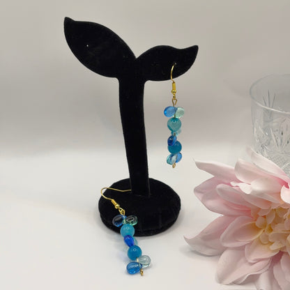 PISARAT - Siniset Korvakorut Akaatti & Lasipisarat