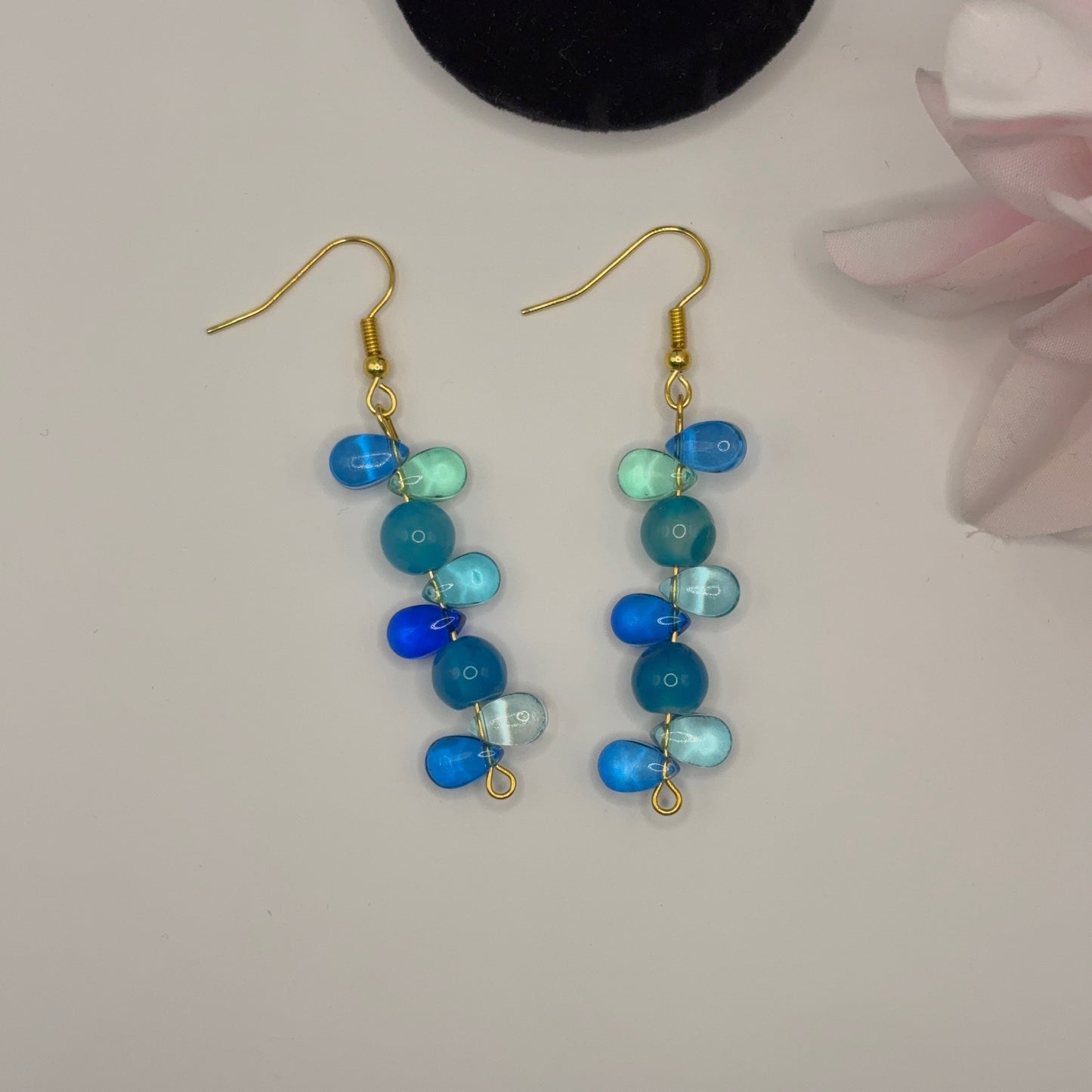 DROPS - Blue Earrings Agate &amp; Glass Drops