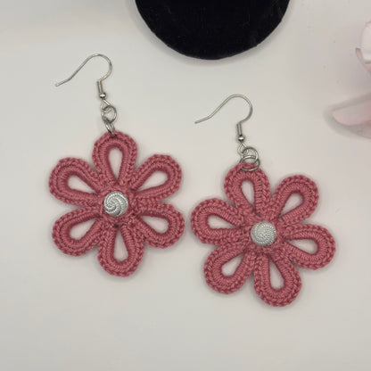 FLOWER - Crochet Earrings Made of Cotton Yarn