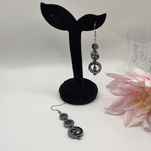 RINGS Earrings - Hematite 7cm