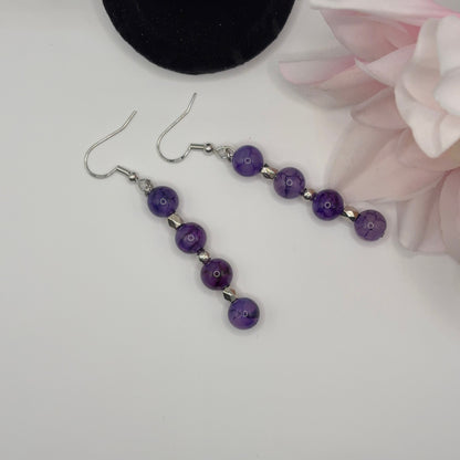 ACATE Earrings - Agate &amp; Acrylic 7cm