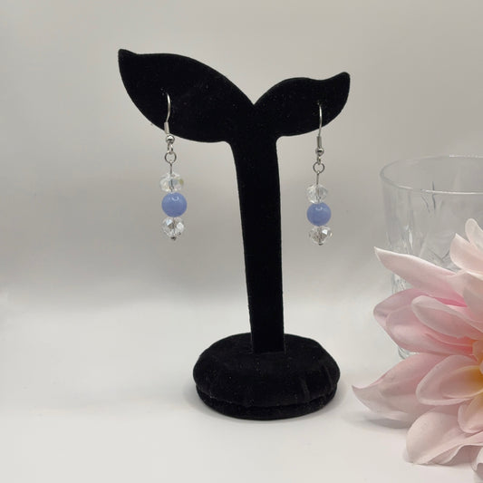 ANGELITE Earrings - Angelite &amp; Glass 5cm