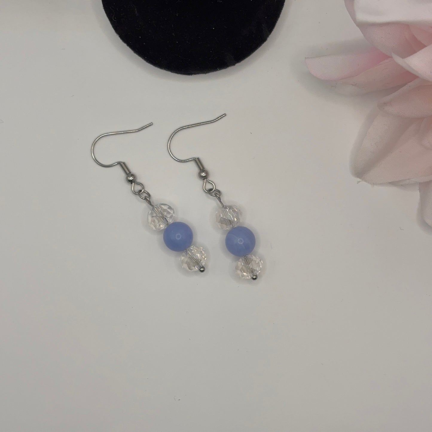 ANGELITE Earrings - Angelite &amp; Glass 5cm