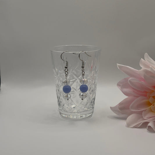 ANGELITE Earrings - Angelite &amp; Glass 5cm