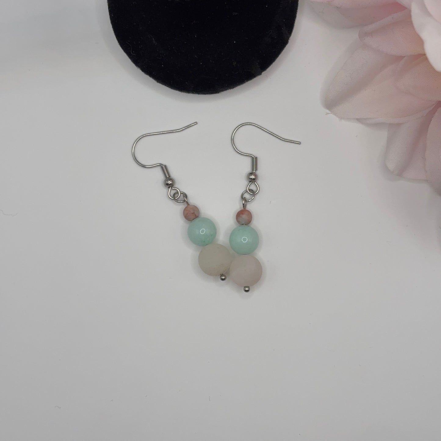 LIGHTNESS - earrings made of Aventurine, Pink Zepra &amp; Jasper stones