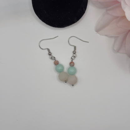 KEVEYS - korvakorut Aventuriini, Pink Zepra & Jasper -kivistä