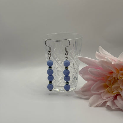 ANGELITE Earrings - Angelite &amp; Hematite 7cm