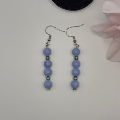 ANGELITE Earrings - Angelite &amp; Hematite 7cm