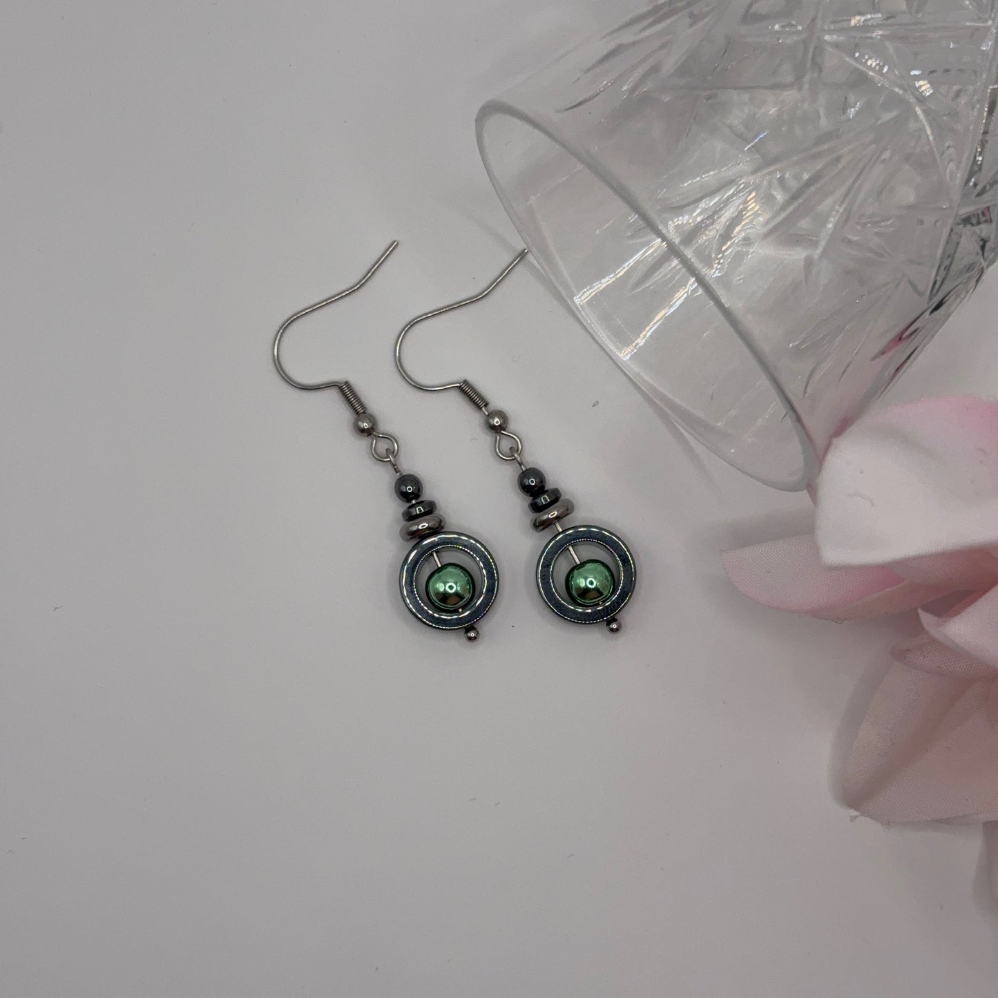 ONE Hematite Earrings - Handmade Stone Earrings 4.5cm