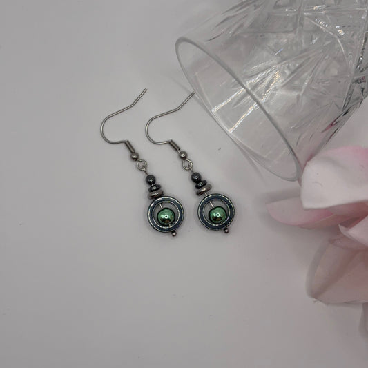 ONE Hematite Earrings - Handmade Stone Earrings 4.5cm