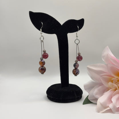 AGATE &amp; RHODONITE Earrings - Handmade Balance