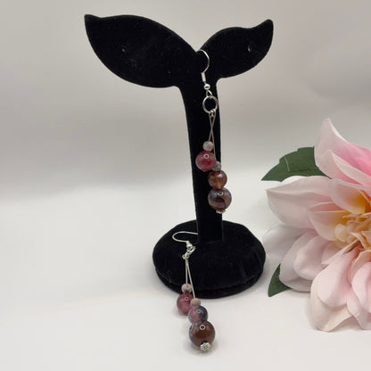 AGATE &amp; RHODONITE Earrings - Handmade Balance