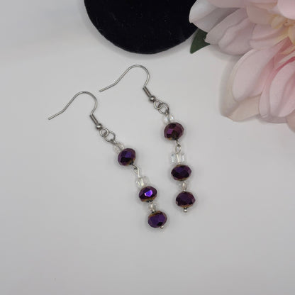 FASETTI Earrings - Purple Glass 6cm