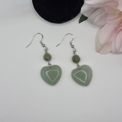 HJÄRTA Örhängen - Aventurin 6cm