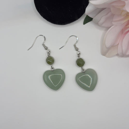 HEART Earrings - Aventurine 6cm