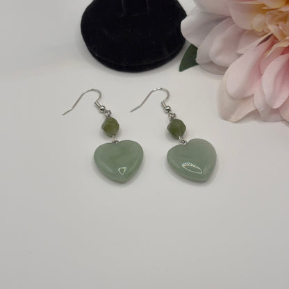 HJÄRTA Örhängen - Aventurin 6cm