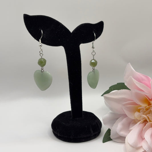 HEART Earrings - Aventurine 6cm