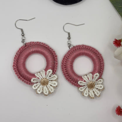 FLOWER - crocheted earrings made of cotton yarn