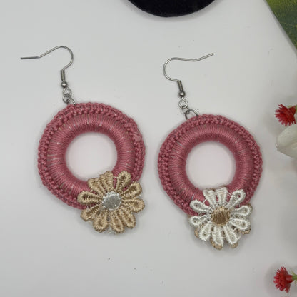 FLOWER - crocheted earrings made of cotton yarn