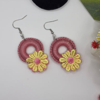 FLOWER - crocheted earrings made of cotton yarn 