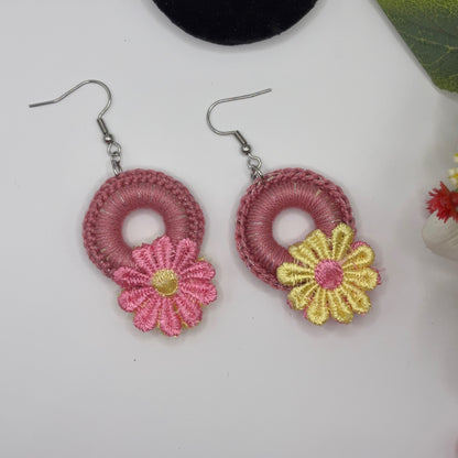 FLOWER - crocheted earrings made of cotton yarn 