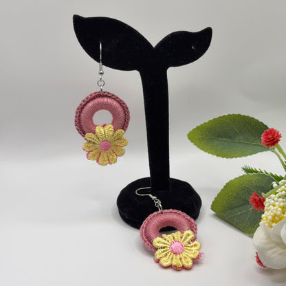 FLOWER - crocheted earrings made of cotton yarn 