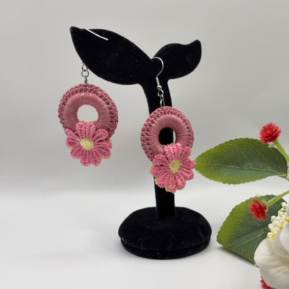 FLOWER - crocheted earrings made of cotton yarn 
