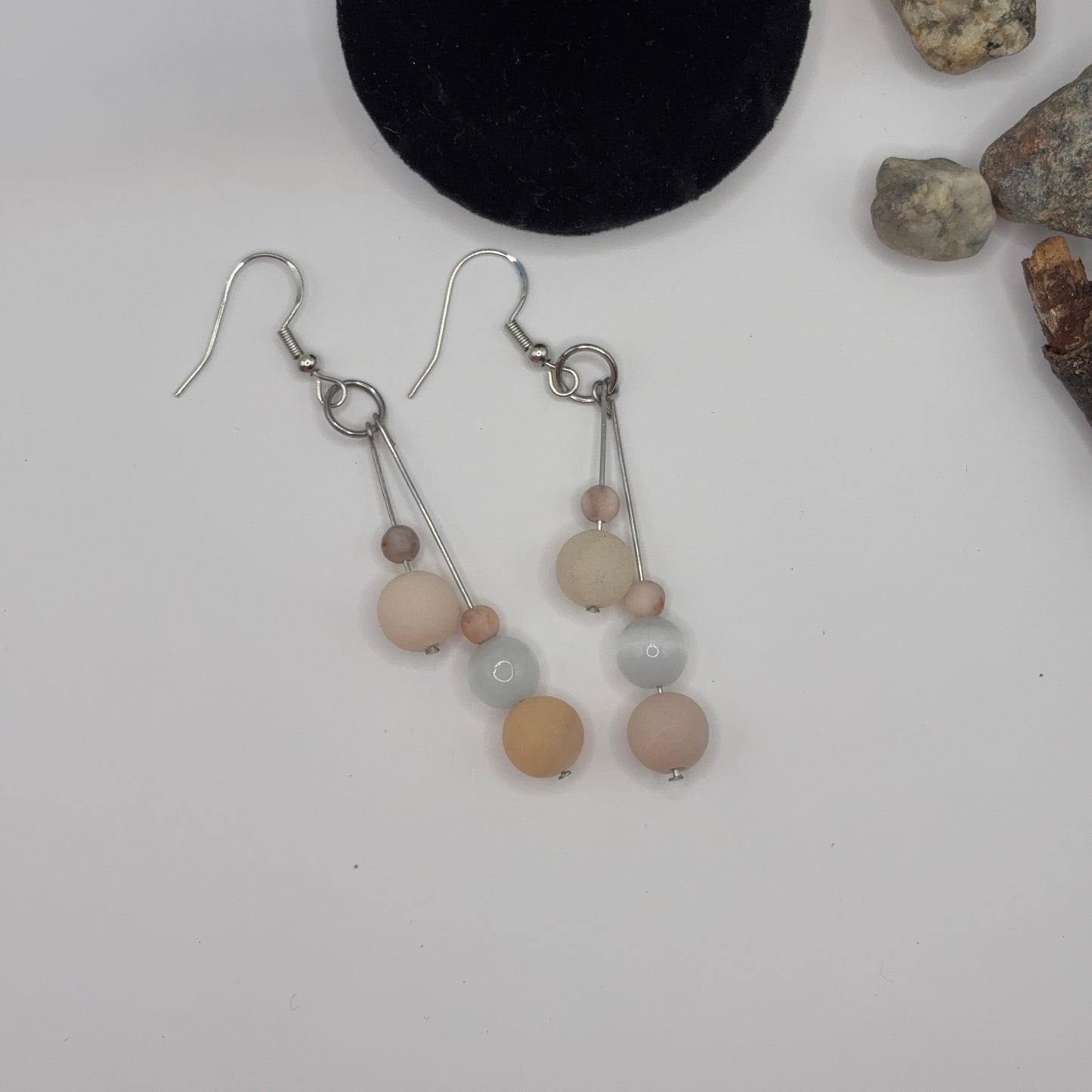 PINK AVENTURINE Earrings - Aventurine &amp; Cat's Eye 7cm