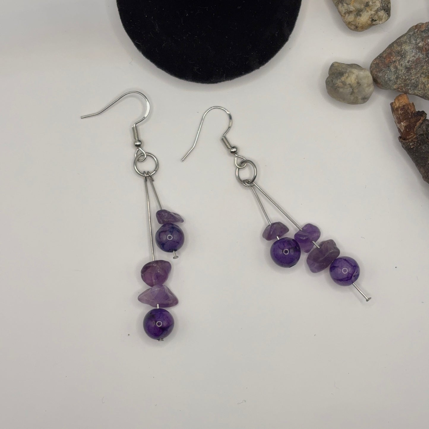 AMETHYST Earrings - Amethyst 7cm